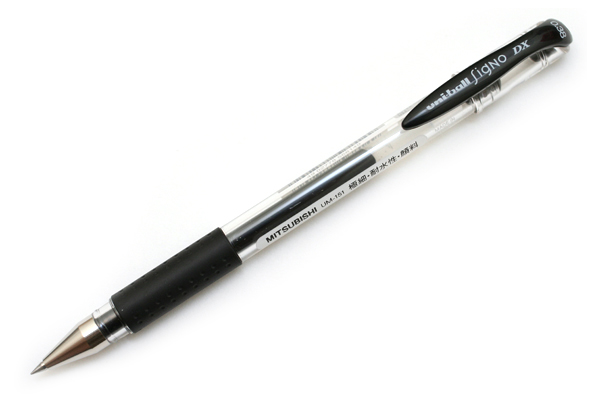 Uni-ball Signo DX 0.38mm gel pen. ($15 for pack of 10)