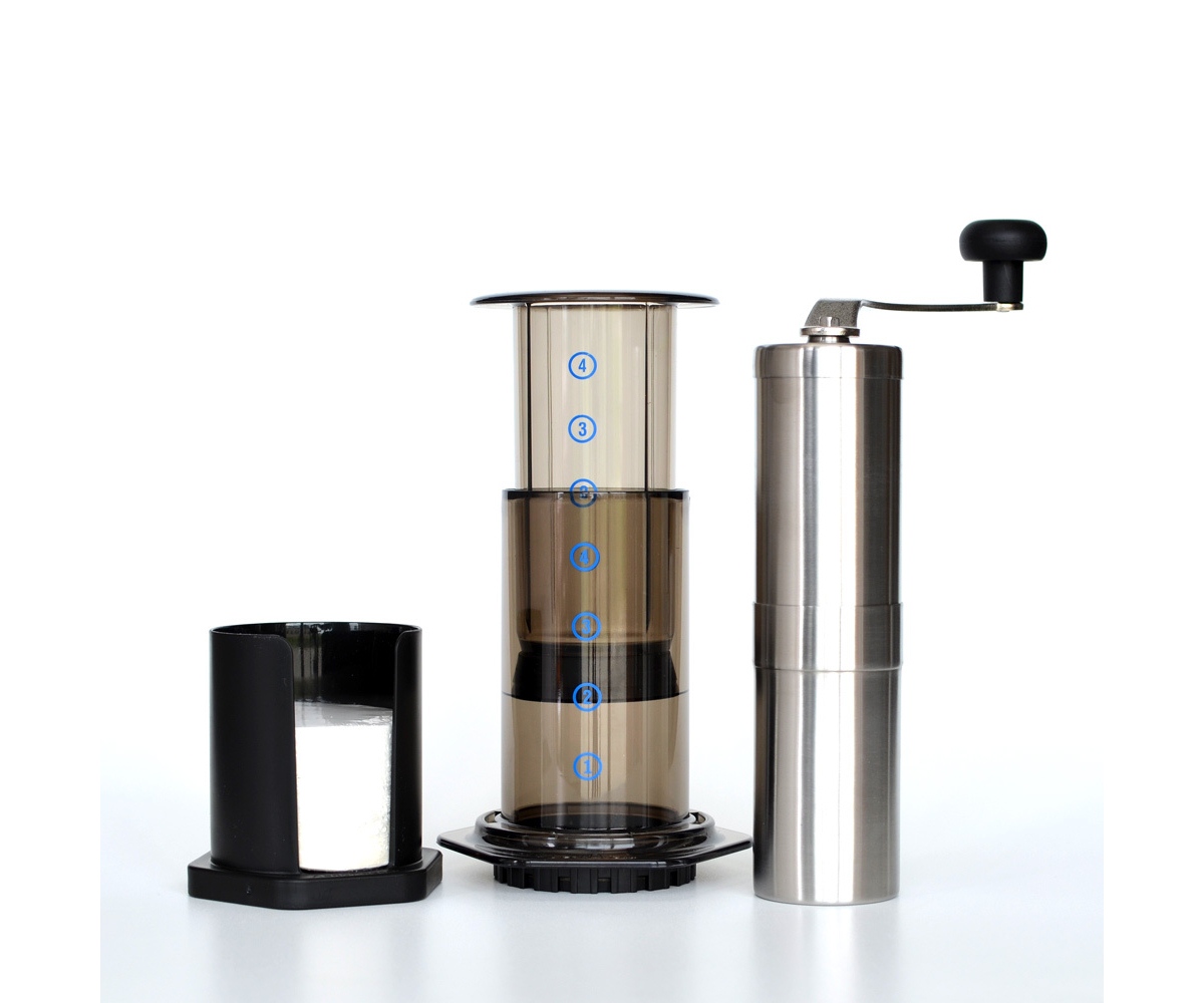 Aeropress ($) and Porlex JP-30 hand grinder ($45)