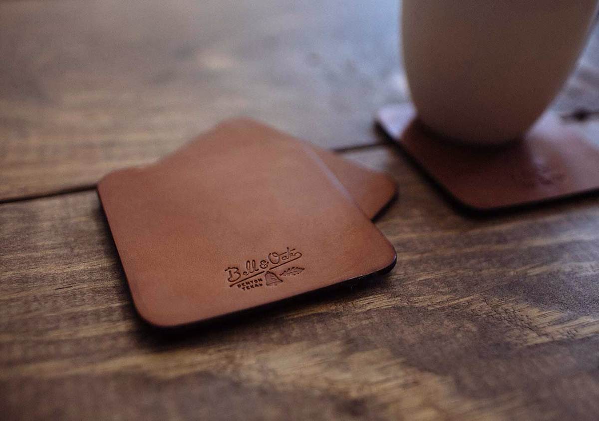 Bell & Oak's Texas Tan Leather Coasters. ($30 for set of 4)