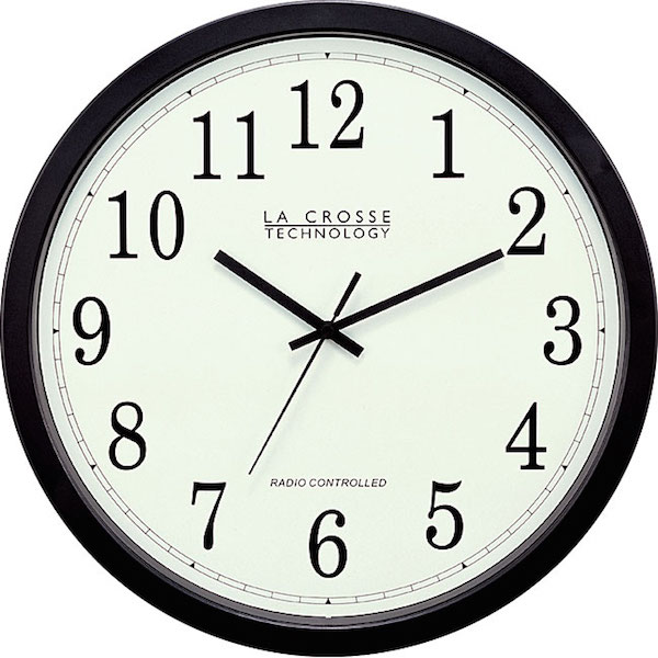 Black La Crosse Technology WT-3143A-INT 14-Inch Atomic Wall Clock 