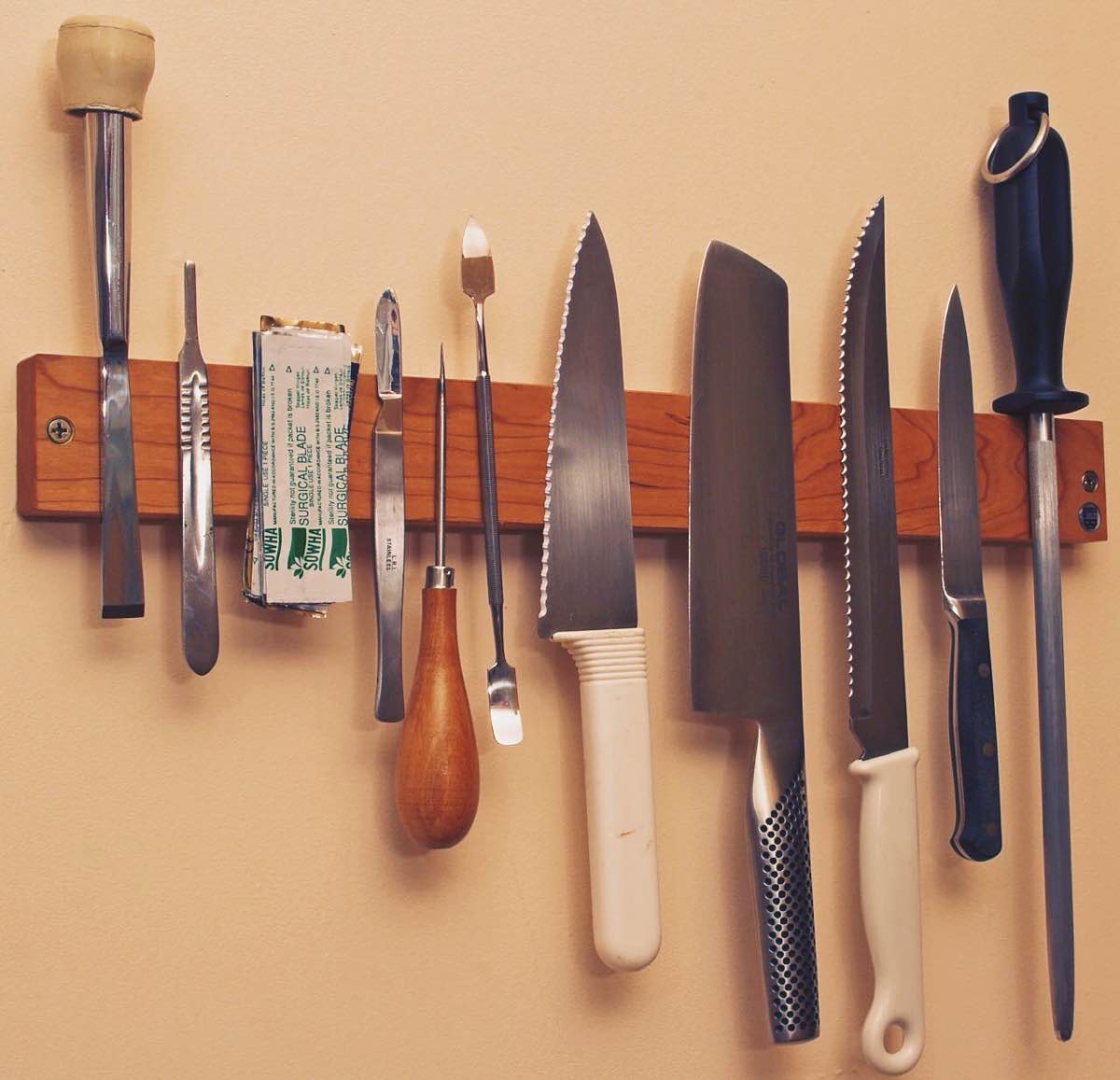 The Mag-Blok magnetic knife strip. ($35–$48, depending on length)Photo: Daniel Rutter