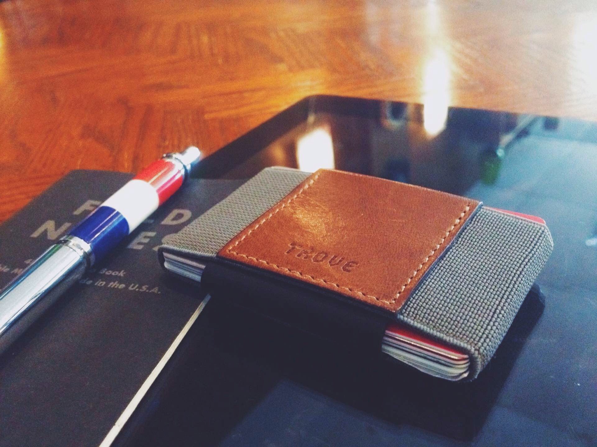 The TROVE wallet. (£30–£40, or approx. $40–$53 USD; pictured here is the "coffee" colorway)