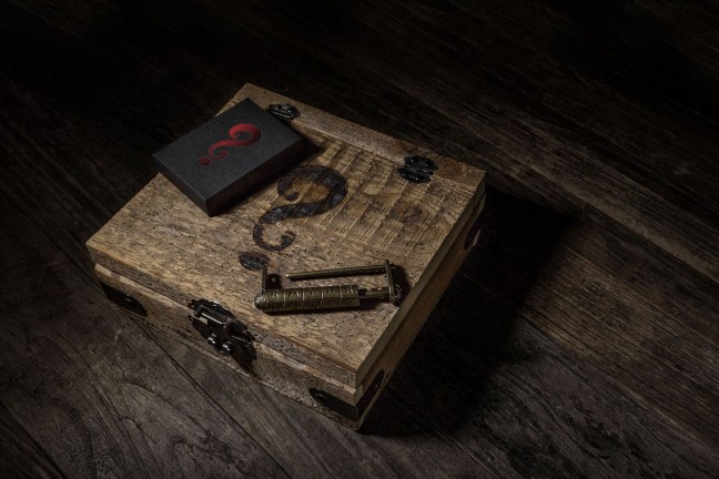 Mystery Box Black Edition playing card set. ($150 with lockbox, $10 for deck alone)