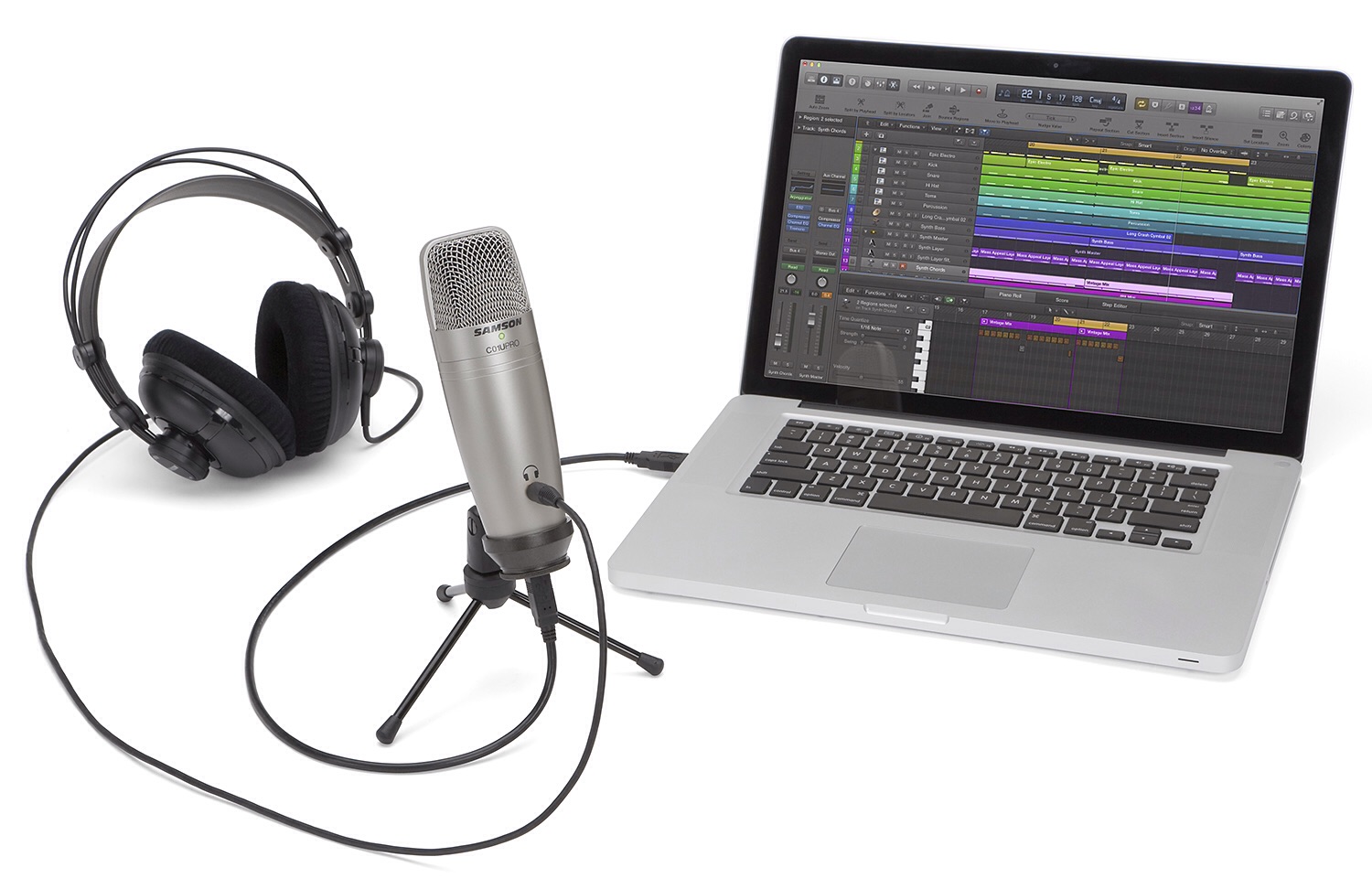 The Samson C01U Pro USB Condenser Microphone (pictured with MacBook, but great for iPad too). ($70)