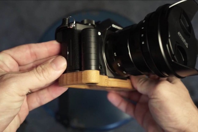 J.B. Camera Designs' wooden camera grip-bases. ($50–$80)Photo: Steve Huff