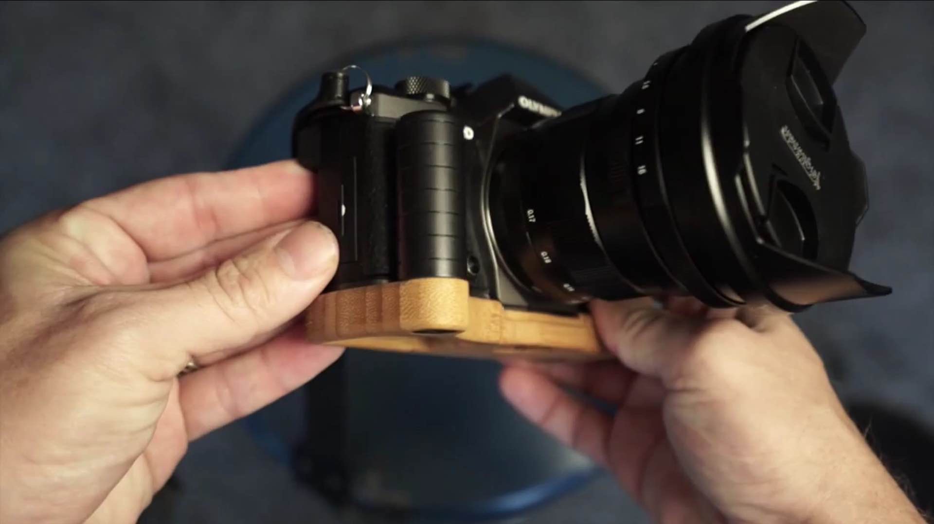 J.B. Camera Designs' wooden camera grip-bases. ($50–$80)Photo: Steve Huff