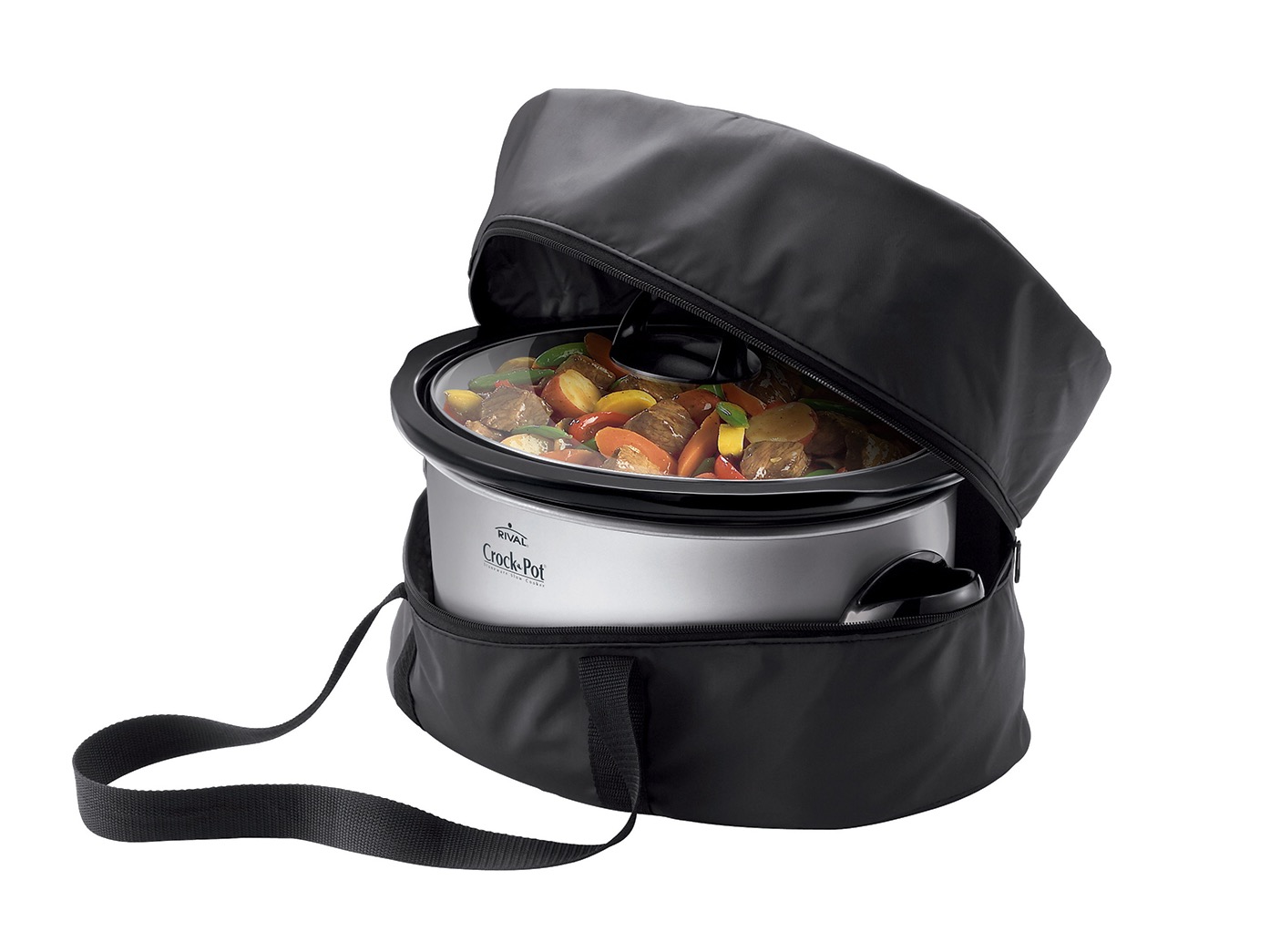 with a Bottom Pad and Lid Fasten Straps Bag Only Black Luxja Double Layers Slow Cooker Bag Insulated Slow Cooker Carrier Fits for Most 6-8 Quart Oval Slow Cooker 