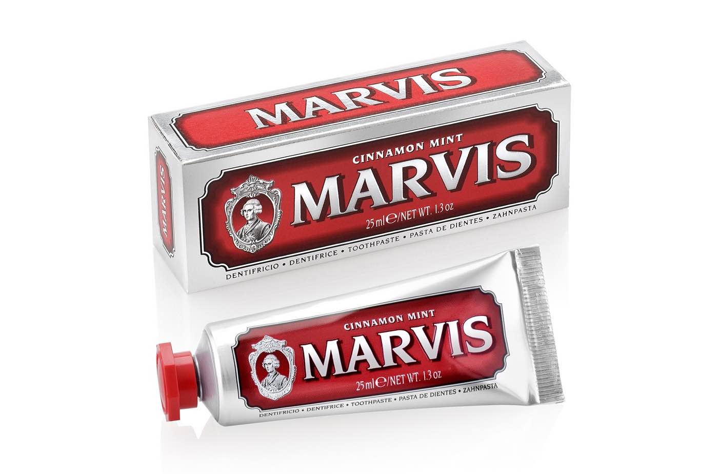 Marvis' travel-sized cinnamon mint toothpaste. ($6 as an Amazon add-on item, or $11 for the [full-sized 3.8 oz. tube](http://www.amazon.com/dp/B004QAG7QQ?tag=toolsandtoys-20))