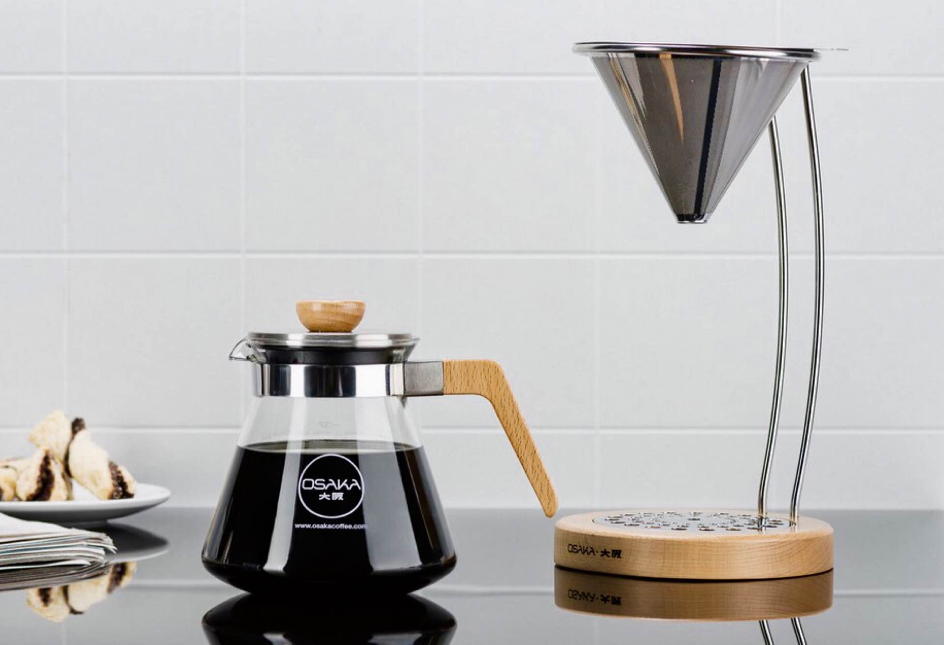 Osaka pour-over driper + wood stand. ($45 for mahogany, $50 for natural)