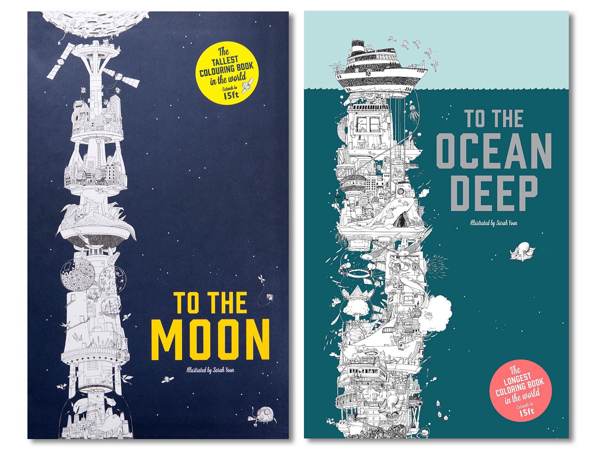 "To the Moon" and "To the Ocean Deep" Coloring Books by