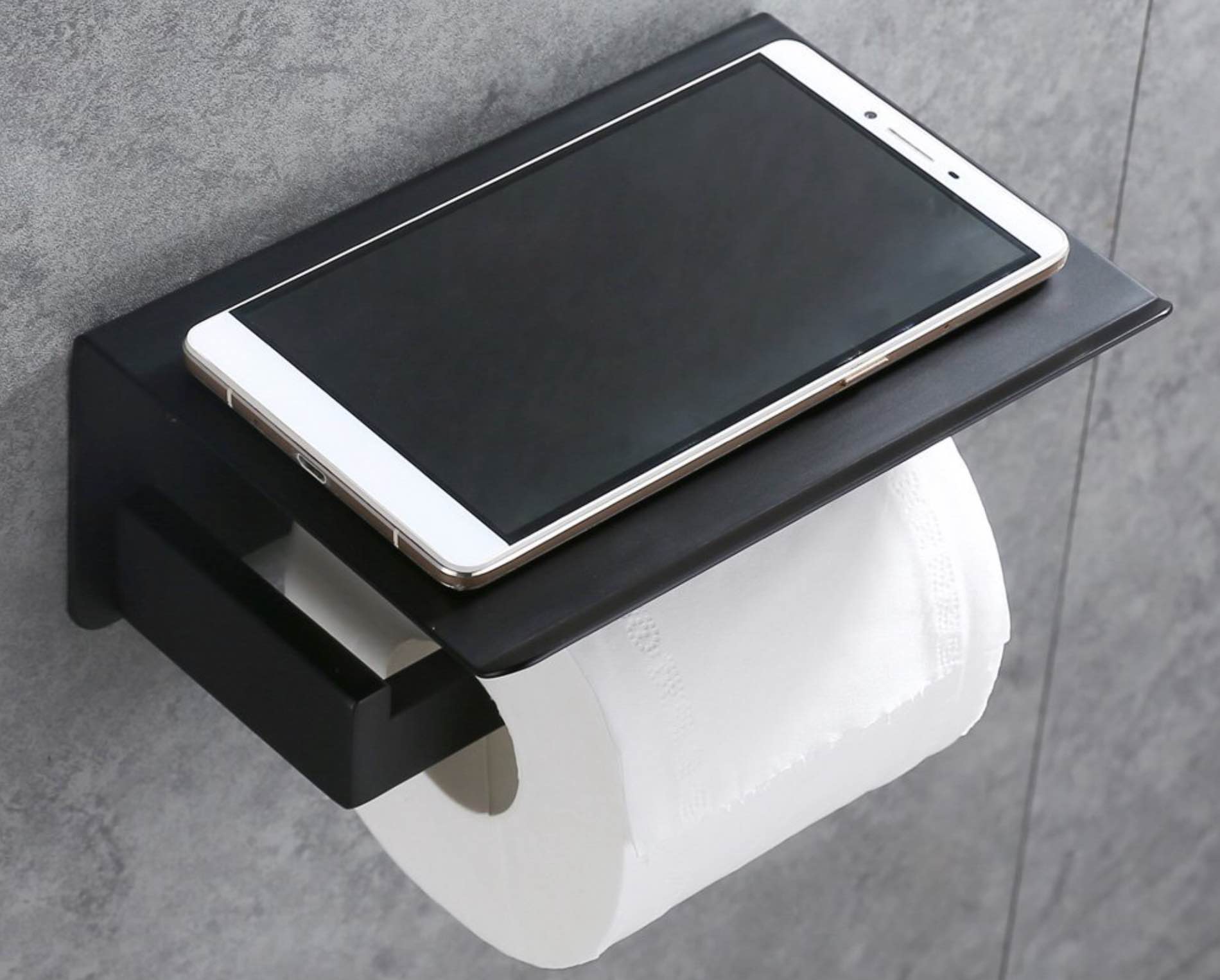 APL Chrome Bath Toilet Paper Holder Tissue Holder W/Phone Storage Shelf Rack