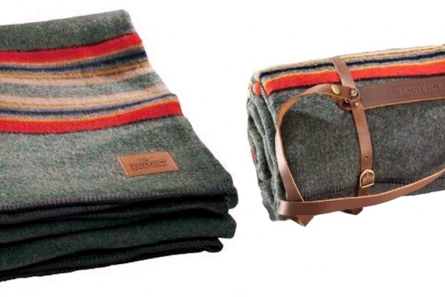 Pendleton wool camp blanket with leather carrier. ($169)