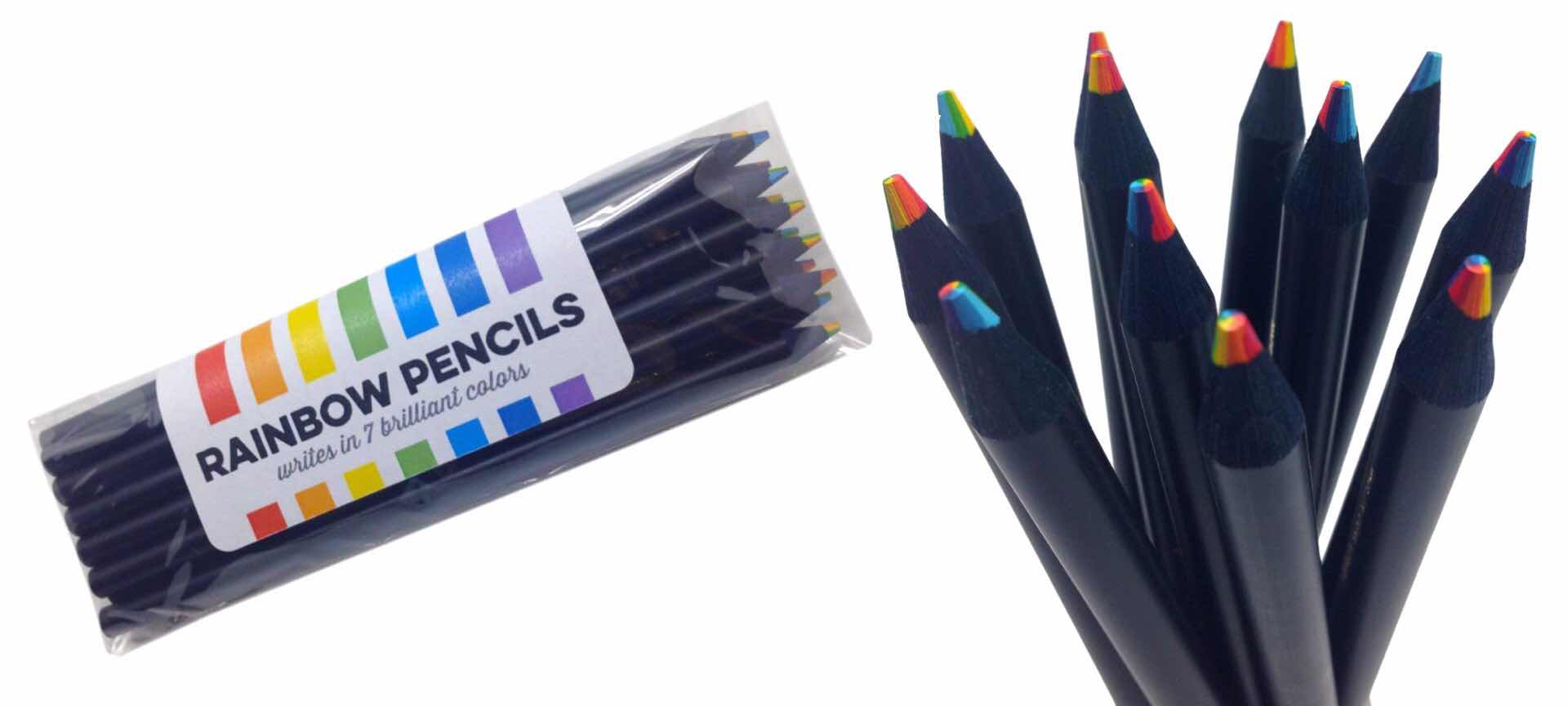 Black Wood Rainbow Colored Pencils - Write and Draw in 7 Brilliant Colors  (set of 6 pencils)