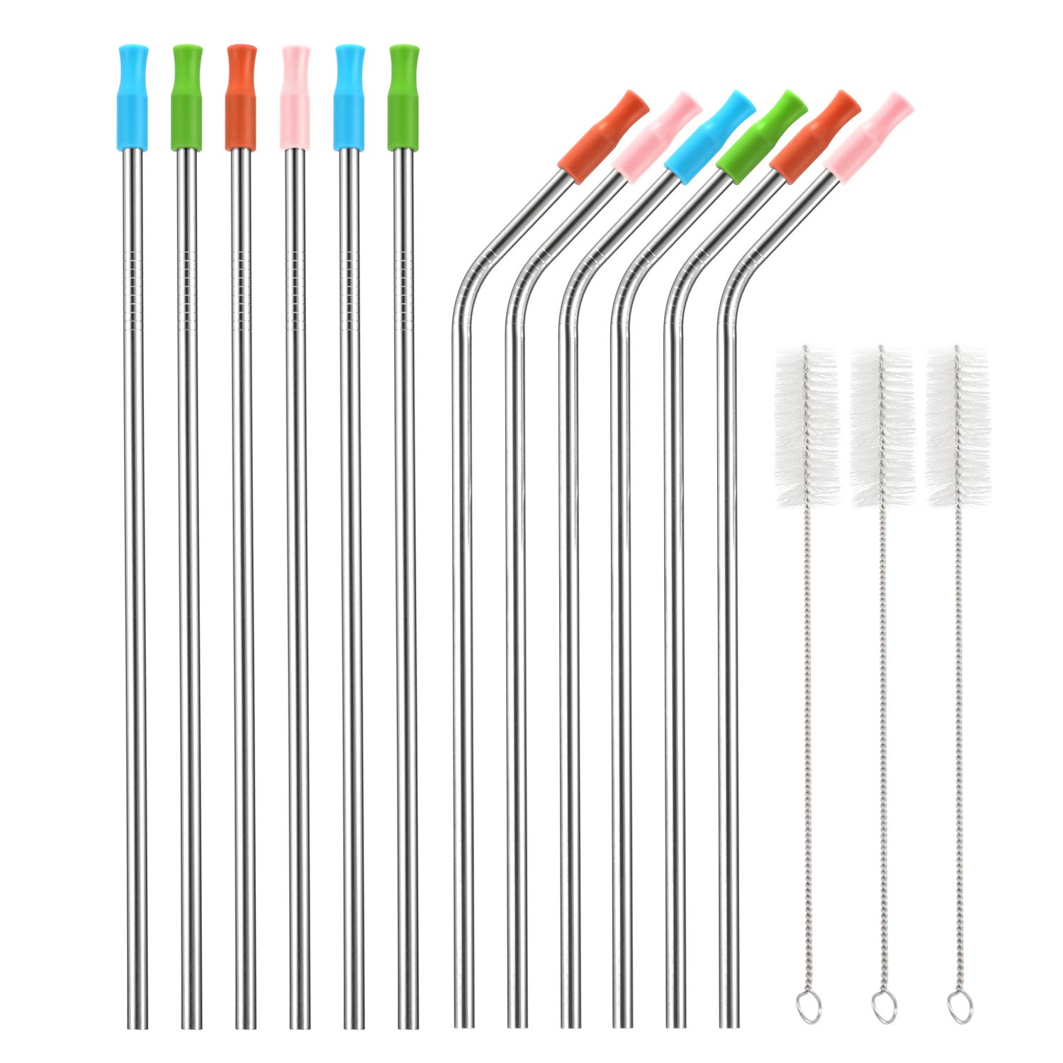 x-chef-reusable-stainless-steel-drinking-straws-with-silicone-tips