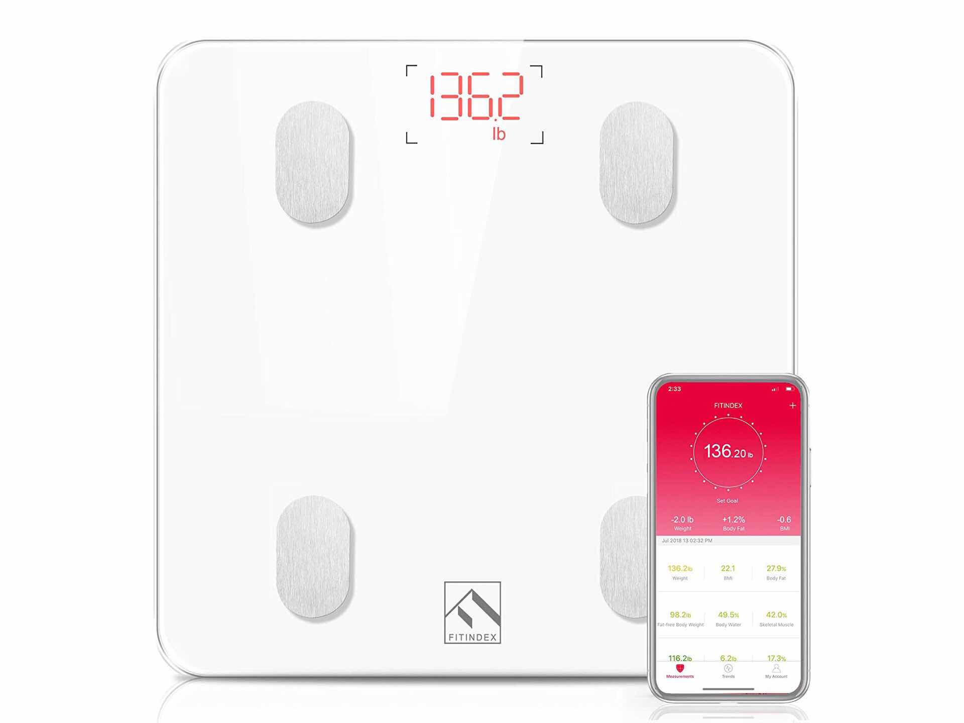 FITINDEX Scale - Bluetooth Body Fat Scale