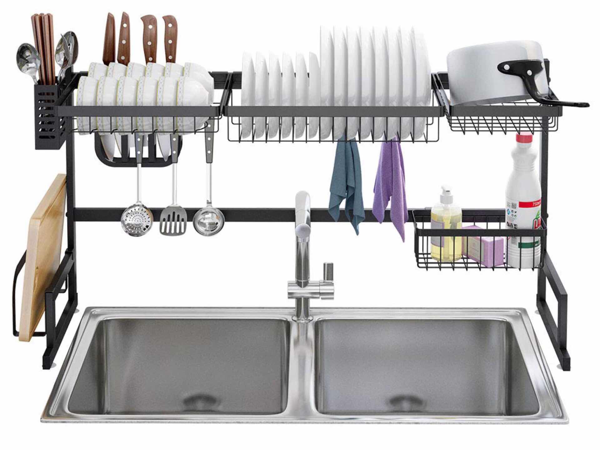 Langria over-the-sink dish rack. ($155 for the larger one, $130 for the smaller model — check their sink width requirements before buying)