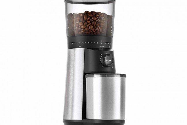 OXO Brew conical burr grinder. ($100 for grinder alone, or $179 for version with integrated scale)