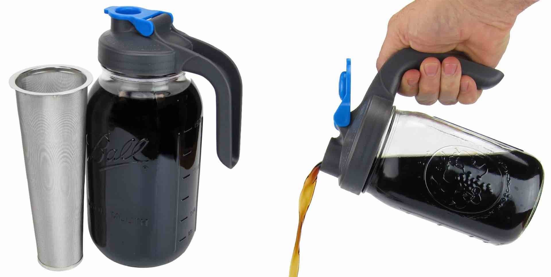 Cold Brew Coffee Maker Kit: Wide Mouth Mason Jar with Screw Top