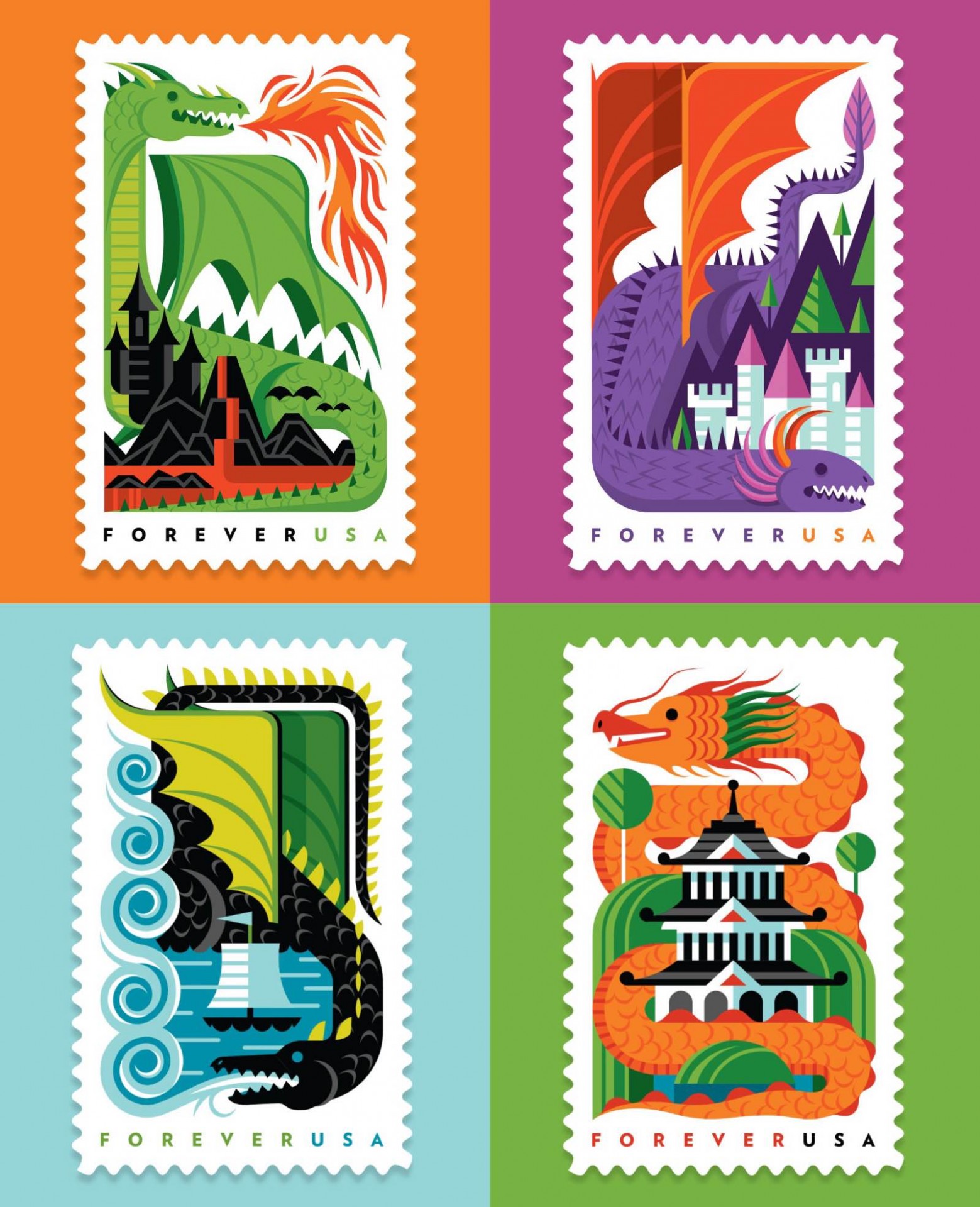 Invisible Creature + USPS “Dragons” Forever USA Postage Stamps — Tools and  Toys