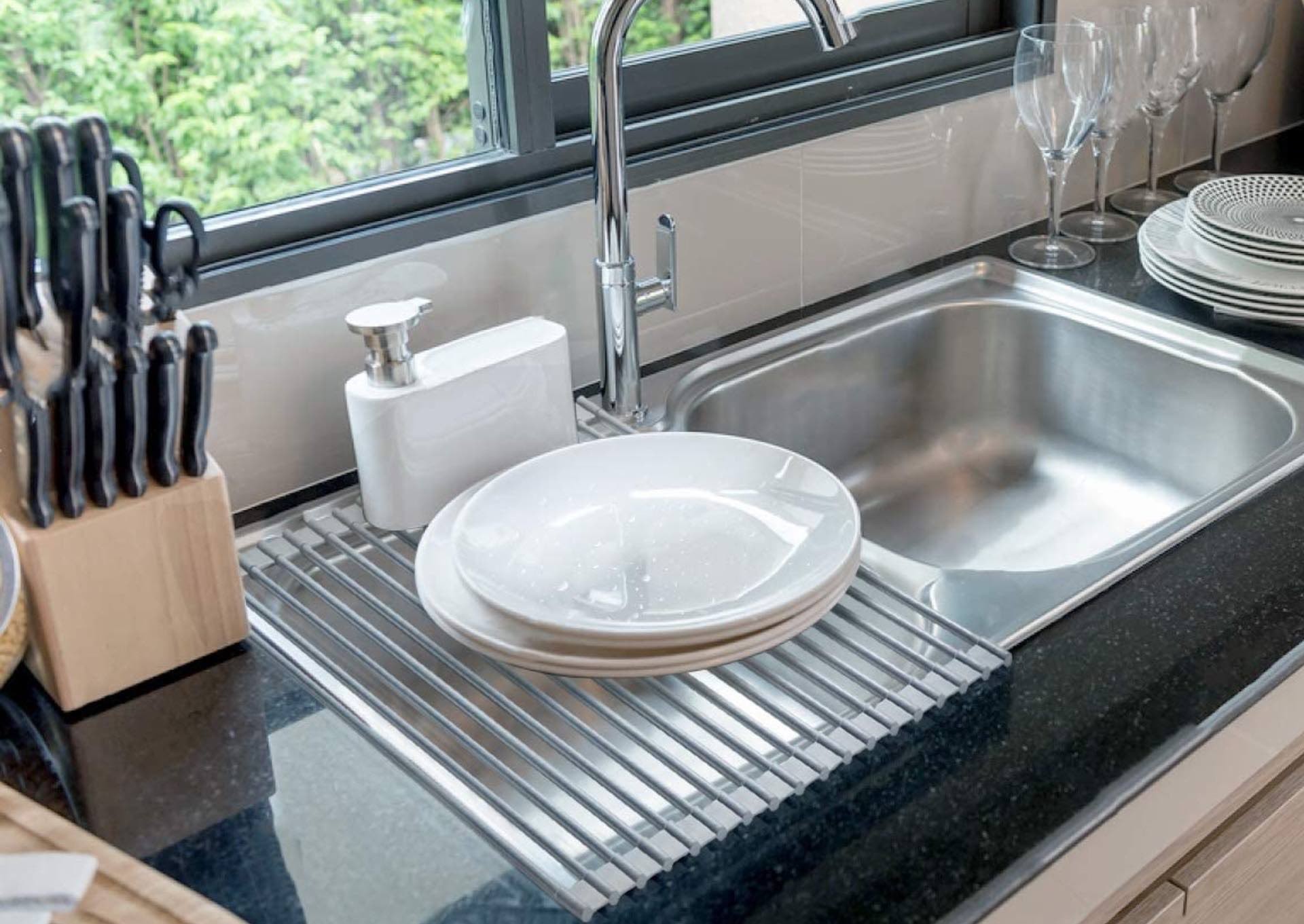  Ohuhu Roll Up Dish Drying Rack, Over The Sink