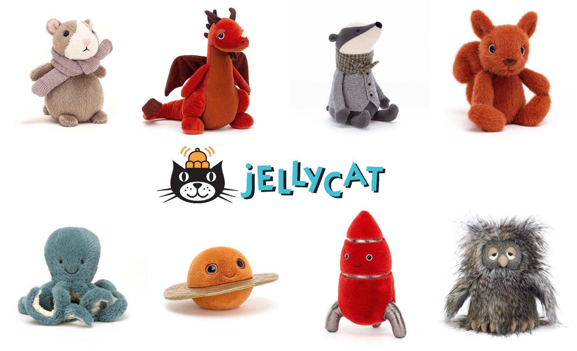 Jellycat stuffed animals. (prices vary, mostly in the $15–$35 range per plush)