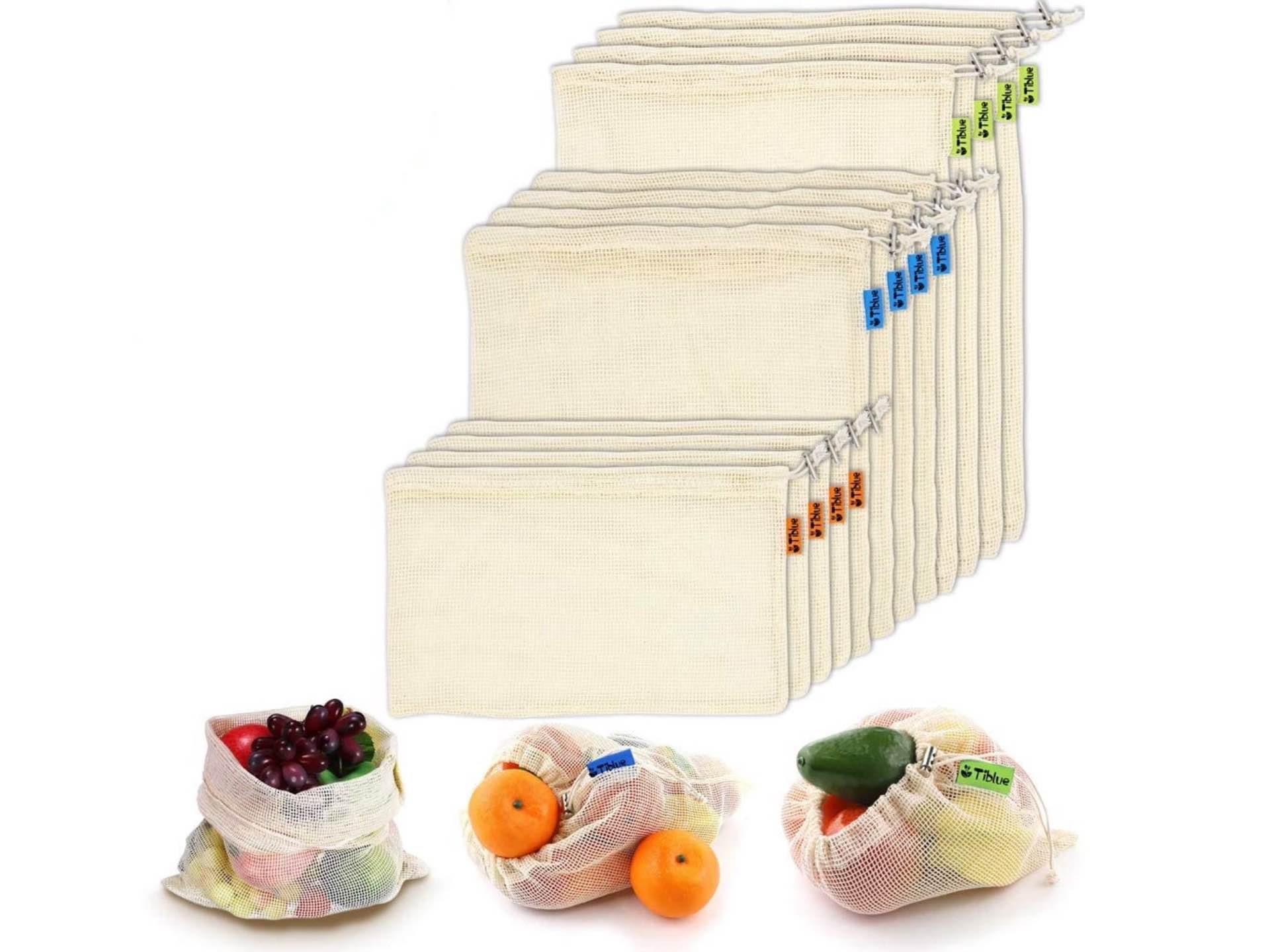 Cotton Mesh Produce Bags  Reusable Net Bags for Produce and Vegetables