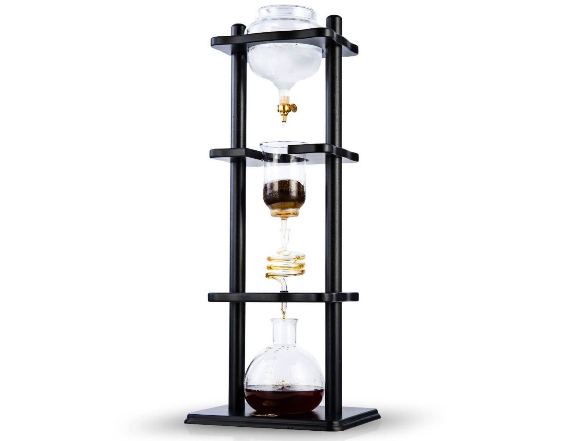 Yama 25 Cup Cold Drip Maker Curved Brown Wood Frame (100oz)