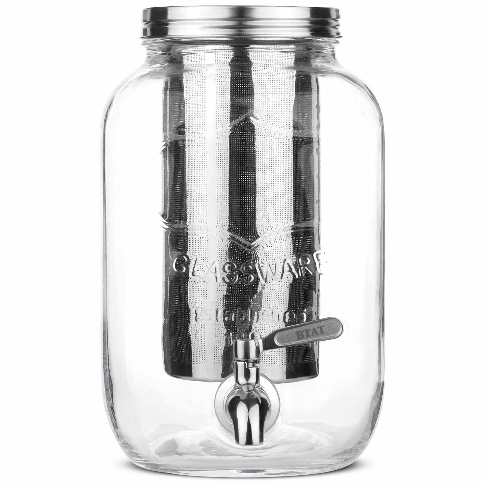 Cold Brew Coffee Maker, 1 Gallon Mason Jars Drink Dispenser, 4