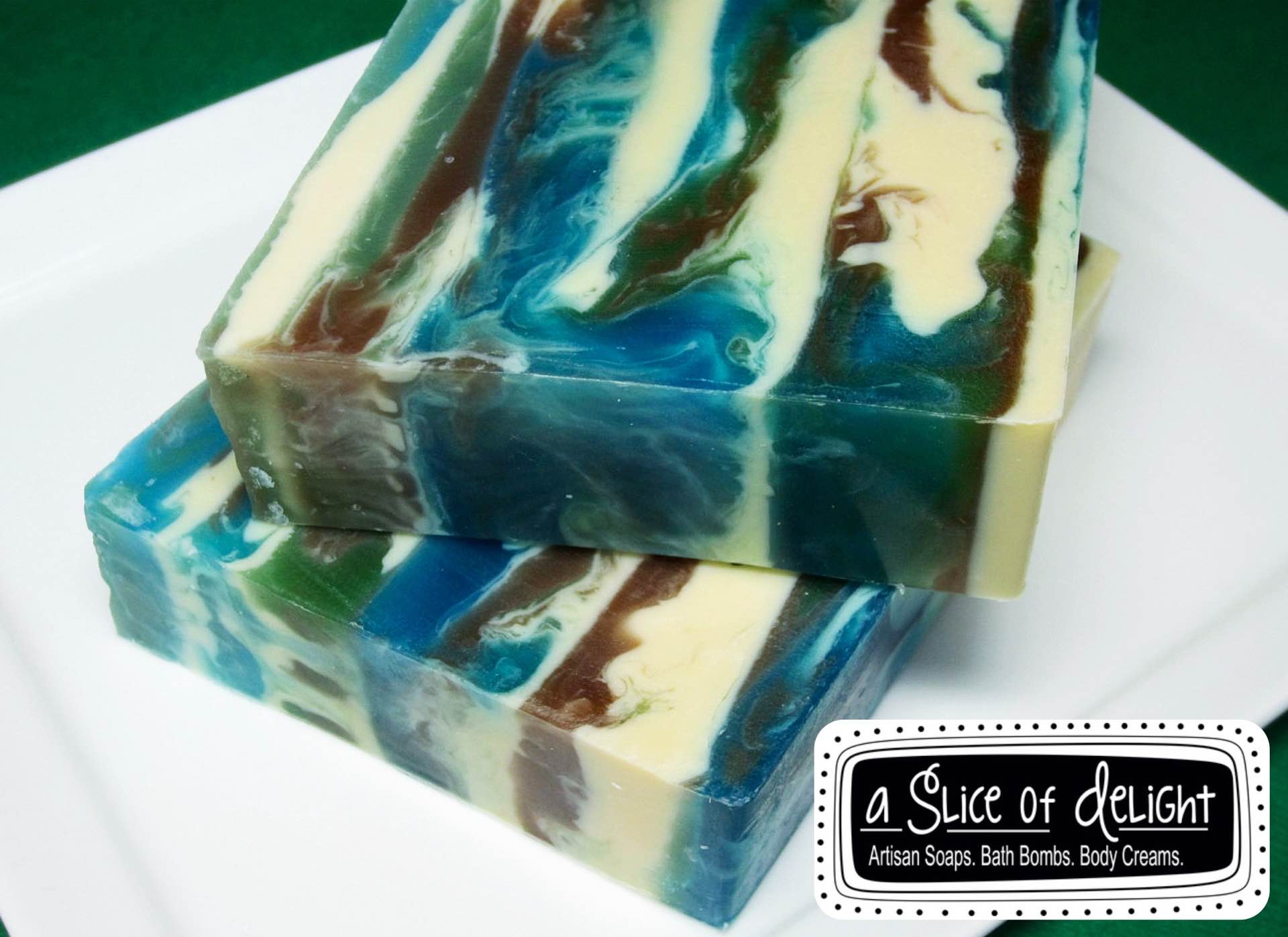 A Slice of Delight's masculine handmade soaps. ($7 per ~4oz bar)