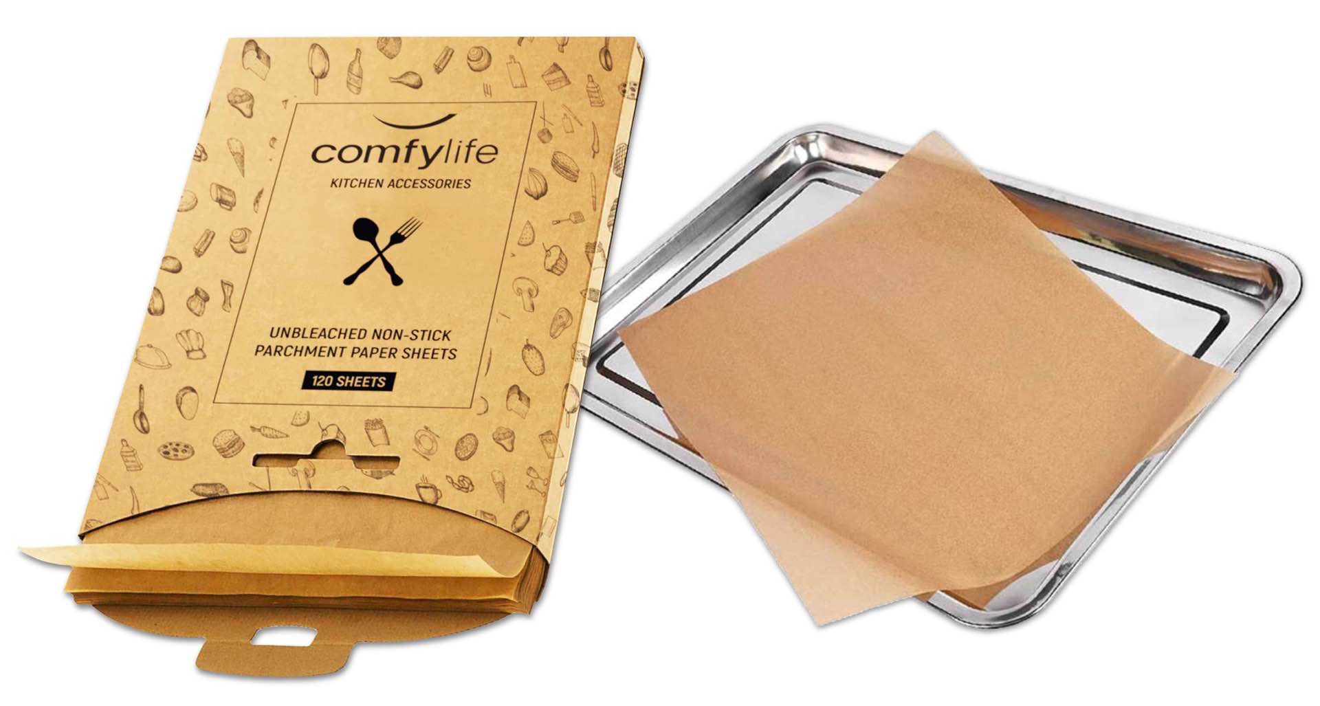 ComfyLife Unbleached Precut Parchment Paper Baking Sheets — Tools