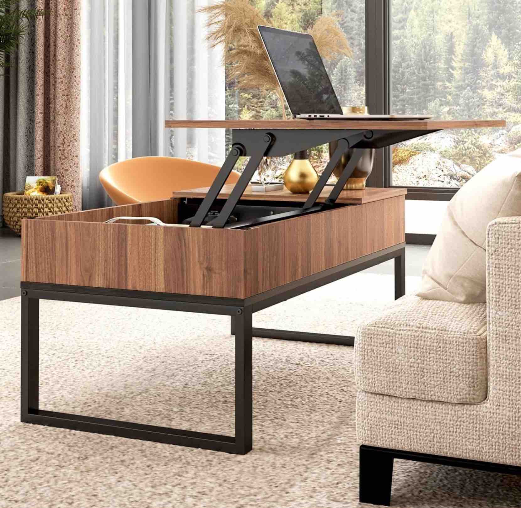 WLIVE Pop-Up Coffee Table with Hidden Storage Compartments — Tools