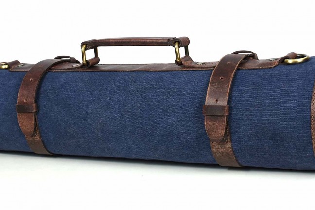 Tolredo waxed canvas + leather knife roll storage bag. ($129)