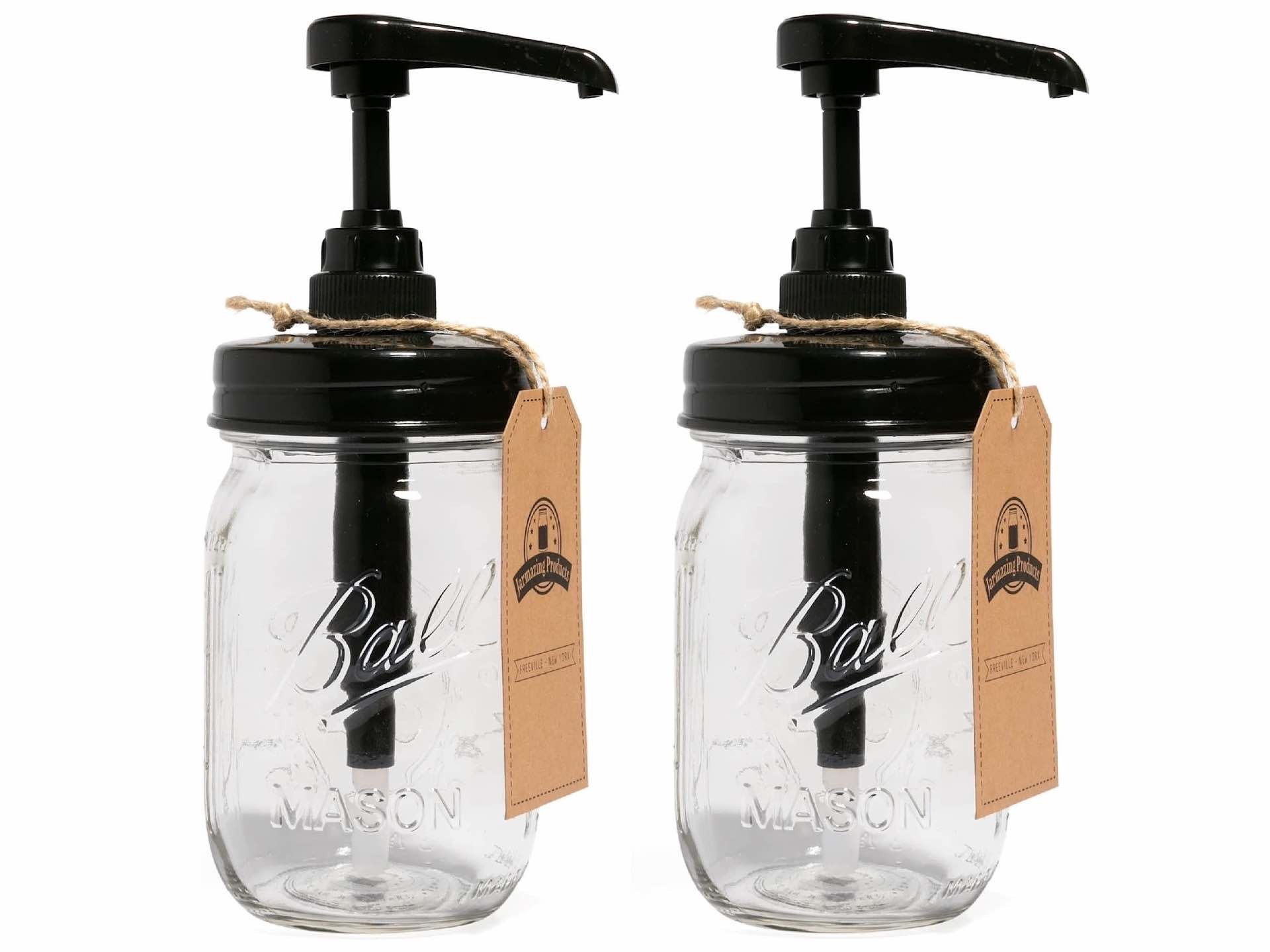Jarmazing mason jar syrup dispensers. ($23 for set of two)