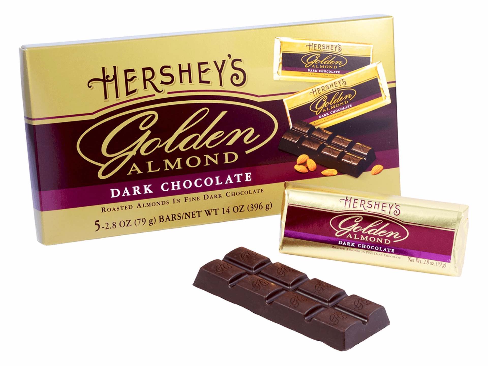 GOLDEN ALMOND Milk Chocolate 14oz Box of Five 2.8oz Candy Bars