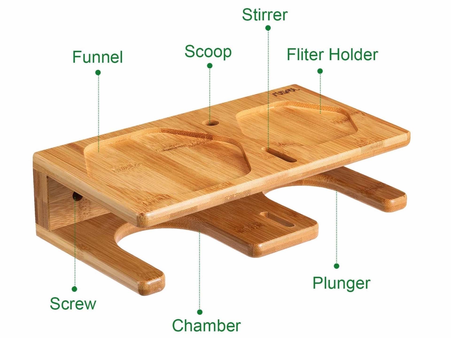 rusfol-polished-bamboo-wall-mounted-aeropress-organizer-diagram