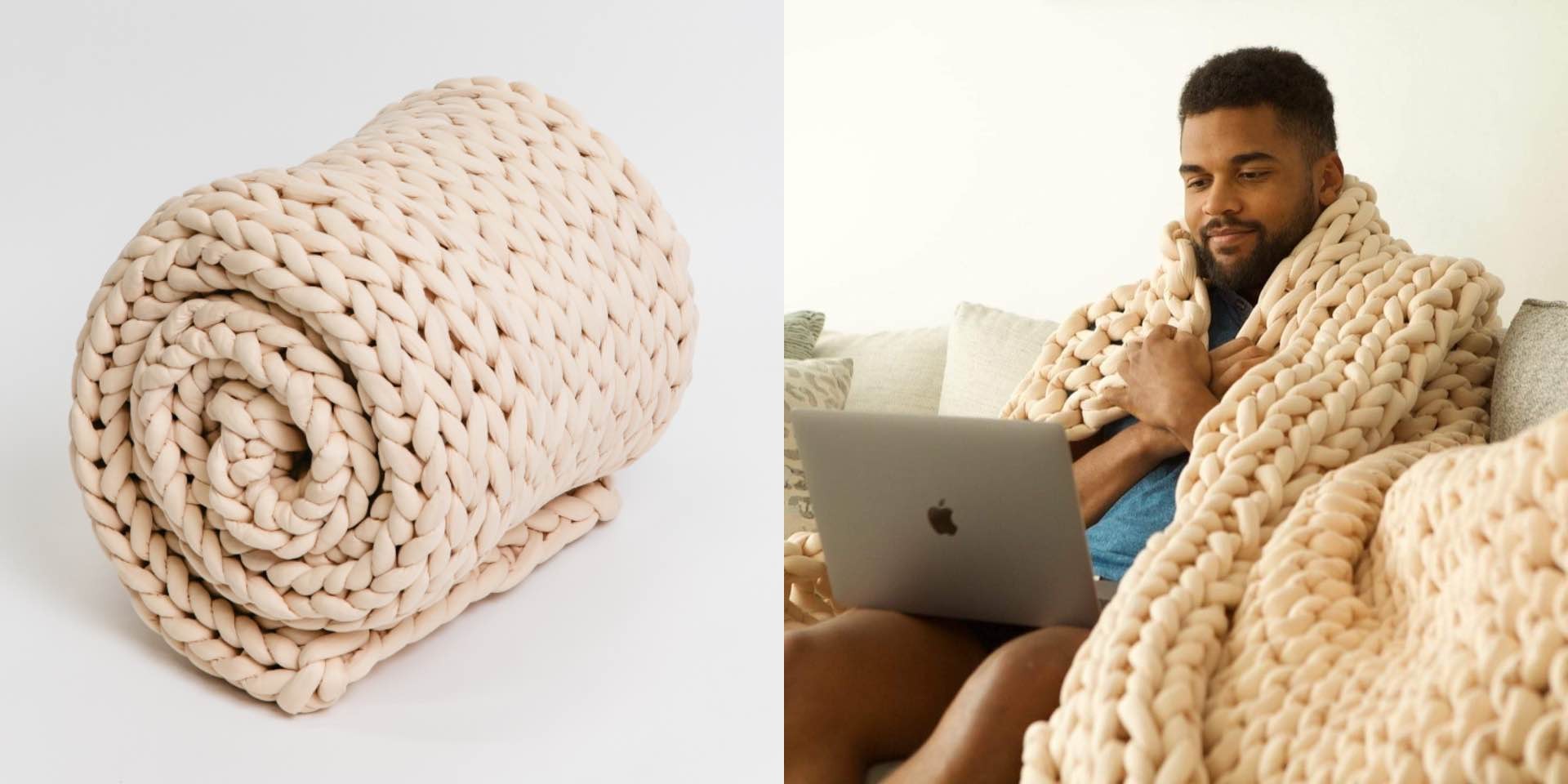 Nuzzie Chunky-Knit Beadless Weighted Blanket