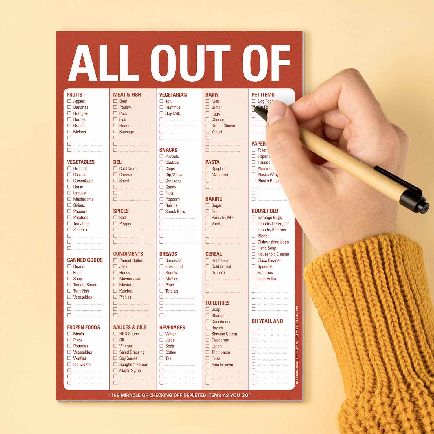 Knock Knock All Out Of Magnetic Grocery List Notepad Tools And Toys